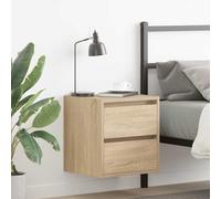 FUDUGEHMIOFWFJJ Wall Mounted Nightstands 2-Pack Sonoma Oak Floating Bedside Tables with Drawers 38x34x40 cm Modern Bedroom Storage Furniture Space Saving Design