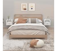 FUDUGEHMIOFWFJJ Wall Mounted Nightstands 2 Pack White 50x36x40 cm Bedside Tables with Storage Shelf Modern Floating Bedroom Furniture for Small Spaces