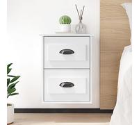 FUDUGEHMIOFWFJJ Wall Mounted Nightstands 2 Pack White Glossy 41.5x36x53 cm Bedside Tables with Drawers Space Saving Floating Storage for Bedroom Living Room