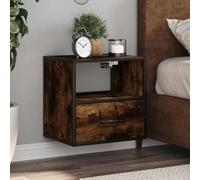 FUDUGEHMIOFWFJJ Wall Mounted Nightstands 2 Pcs Smoke Oak Bedside Tables with Drawer Floating Shelf Storage for Bedroom Living Room Space Saving 40x31x39.5 cm