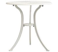 FUDUGEHMIOFWFJJ White Outdoor Aluminum Table 62x62x65 cm - Heavy Duty Cast Aluminum Garden Tea Table with Umbrella Hole, Patio, Balcony, Backyard Sturdy & Weather Resistant