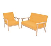 FUDUGEHMIOFWFJJ Yellow 2-Piece Fabric Sofa Set with Solid Wood Frame, Comfortable Polyester Upholstery for Living Room and Lounge, Easy Assembly Modern Furniture