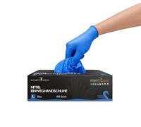 Fuduu.de Cigno - Guanti monouso in nitrile, confezione da 10 pezzi, blu, taglia S, 100 pezzi, guanti monouso per medicina e uso domestico