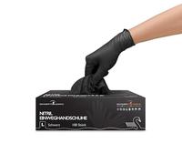 Fuduu.de Cigno - Guanti monouso in nitrile, confezione da 10 pezzi, nero, taglia L, da 100 pezzi, guanti monouso per medicina e uso domestico