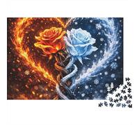Fuego Rosa Corazón Puzzle 1000 Pezzi Cartone Spesso Per Adolescenti 12-18, Puzzle Allenamento Mentale, Divertimento Vacanza, Regalo Anniversario Per Adolescenti 52x38cm/1000pcs