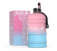 Fuel24 Brocca - Borraccia da 2,2 litri - Materiale flessibile extra forte - Opzioni a prova di goccia, tappo pop o cannuccia - Grande bottiglia sportiva da palestra da 2,2 l, senza BPA