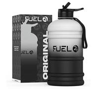 Fuel24 Brocca - Borraccia da 2,2 litri - Materiale flessibile extra forte - Opzioni a prova di goccia, tappo pop o cannuccia - Grande bottiglia sportiva da palestra da 2,2 l, senza BPA