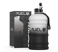 Fuel24 Brocca - Borraccia da 2,2 litri - Materiale flessibile extra forte - Opzioni a prova di goccia, tappo pop o cannuccia - Grande bottiglia sportiva da palestra da 2,2 l, senza BPA
