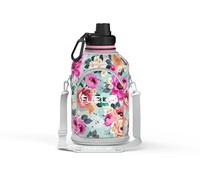 Fuel24 Manicotto per caraffa in acciaio inox, 2,2 l, 1,3 l, bottiglia d'acqua non inclusa (floreale, 2,2 l)
