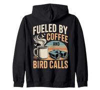 Fueled By Coffee And Bird Calls Birdwatching retrò Felpa con Cappuccio