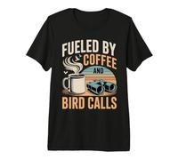 Fueled By Coffee And Bird Calls Birdwatching retrò Maglietta Premium