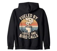Fueled By Coffee And Bird Calls ironia Birdwatching Felpa con Cappuccio