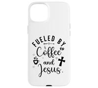 Fueled By Coffee and Jesus Mama Runs on Coffee and Jesus Mom Custodia per iPhone 15 Plus
