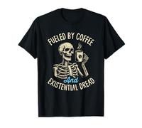 Fueled by Coffee Funny Skeleton Caffeine Lover Barista Maglietta