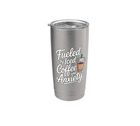 Fueled By Iced Coffee And Anxiety Bicchiere termico in acciaio inox doppia parete