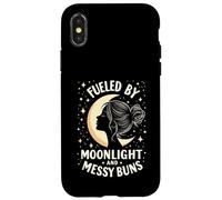 Fueled by Moonlight and Messy Buns Aesthetic Custodia per iPhone X/XS