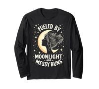 Fueled by Moonlight and Messy Buns Aesthetic Maglia a Manica