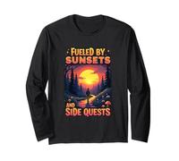 Fueled by Sunsets and Side Quests Nature Gamer Maglia a Manica