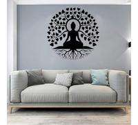 FUELIX Decorazione da Parete Quadro Buddha con Albero della Vita, Albero della Vita da Parete in Metallo, Muro Yoga Meditazione Arte per Salotto, Camera da Letto, Corridoio 50cm