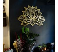 FUELIX Decorazione della Parete Mandala, Arte della Parete del Fiore di Loto in Metallo, Fiori Decorazione Artistica da Parete in Metallo Decorazione per La Meditazione Yoga B,30 * 21cm