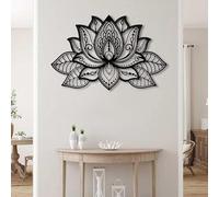 FUELIX Decorazione della Parete Mandala, Arte della Parete del Fiore di Loto in Metallo, Fiori Decorazione Artistica da Parete in Metallo Decorazione per La Meditazione Yoga A,50 * 32.4cm