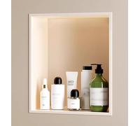 FUELIX Nicchia per Doccia con Luce LED Illuminata, Box Vasca da Bagno Mensole Bagno Scaffale Impermeabile da Incasso A Parete Porta Bagnoschiuma da Doccia per Lo Stoccaggio del Bagno 32x32x12.5cm