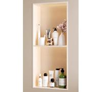 FUELIX Nicchia per Doccia con Luce LED Illuminata, Box Vasca da Bagno Mensole Bagno Scaffale Impermeabile da Incasso A Parete Porta Bagnoschiuma da Doccia per Lo Stoccaggio del Bagno 28x70x12.5cm