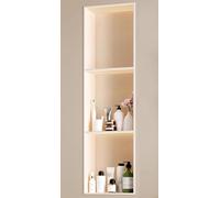 FUELIX Nicchia per Doccia con Luce LED Illuminata, Box Vasca da Bagno Mensole Bagno Scaffale Impermeabile da Incasso A Parete Porta Bagnoschiuma da Doccia per Lo Stoccaggio del Bagno 28x90x12.5cm