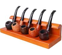 FUELIX Porta Pipe da Fumo, Porta Pipe da Tabacco in Legno di Faggio per 5 Pipe, Supporto per Pipe per Tabacco in Legno per Fumatori O Collezionisti B