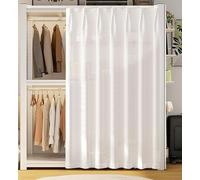 FUELIX Tenda Scaffale Antipolvere, Tende per Armadi per Scaffali, Tenda per Armadio Aperto, Tenda Copri Scaffale con Guida Scorrevole per Armadio da Cucina, Bagno, Mobile Lavatrice C,W160cmxH220cm