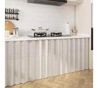 FUELIX Tende Cucina, Breve Finestra Tenda, Tendina sotto Lavello Cucina, Tende per Mensole, Tende per Armadi per Scaffali con Binari di Scorrimento Autoadesivi per dell'Armadio A4,W80*H70cm