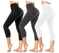 FuelMeFoot 3/4 Leggins Capri Vita Alta Donna, Sportivi Vita Alta Anticellulite Pantaloni, per Sport, Fitness,Pilates,Yoga, Allenamento, Corsae, Palestra.B4-Nero/Grigio/Bianco S/M
