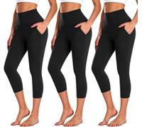 FuelMeFoot 3/4 Leggins Capri Vita Alta Donna, Sportivi Vita Alta Anticellulite Pantaloni, per Sport, Fitness,Pilates,Yoga, Allenamento, Corsae, Palestra.B1-Nero/Nero/Nero(Borse) S/M