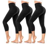FuelMeFoot 3/4 Leggins Capri Vita Alta Donna, Sportivi Vita Alta Anticellulite Pantaloni, per Sport, Fitness,Pilates,Yoga, Allenamento, Corsae, Palestra.B1-Nero/Nero/Nero L/XL