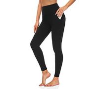 FuelMeFoot Leggings da donna a vita alta, opachi, con controllo della pancia, slim fit, comodi, morbidi e elastici., 1 confezione 01-nero con tasche, L-XL