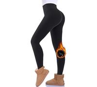 FuelMeFoot Leggings Termici Donna Foderato Fleece Vita Alta Invernali Leggings Felpati Vita Alta Caldi Elastici Pantaloni.01-Nero S/M