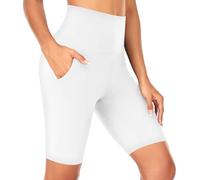 FuelMeFoot Pantaloncini Ciclismo Donna Shorts Vita Alta Pantaloni Sportivi Short Opaco Summer per Yoga,Sport,Corsa, Allenamento.02-Bianco XXL