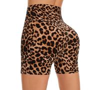 FuelMeFoot Pantaloni Sportivi Corti da Donna Vita Alta Yoga Pantaloncini Hot Pants per Estivi Pantaloni da Ciclismo Fitness.A03-leopardata S/M