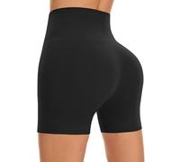 FuelMeFoot Pantaloni Sportivi Corti da Donna Vita Alta Yoga Pantaloncini Hot Pants per Estivi Pantaloni da Ciclismo Fitness.A01-Nero XXL