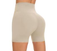 FuelMeFoot Pantaloni Sportivi Corti da Donna Vita Alta Yoga Pantaloncini Hot Pants per Estivi Pantaloni da Ciclismo Fitness.A05-Beige S/M
