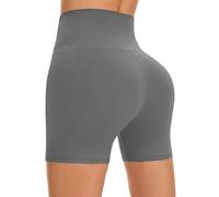 FuelMeFoot Pantaloni Sportivi Corti da Donna Vita Alta Yoga Pantaloncini Hot Pants per Estivi Pantaloni da Ciclismo Fitness.A07-Grigio Scuro S/M