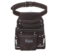 FUERI Borsa porta attrezzi in pelle per carpentieri 10 tasche Framers borsa da cintura con cintura da lavoro non imbottita in pelle di grano, porta attrezzi in pelle di alta qualità color cioccolato.