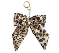 Fuerxy Charm con stampa leopardata e fiocco per borsa, accessori per borse, ciondoli per chiavi, Marrone, Medium