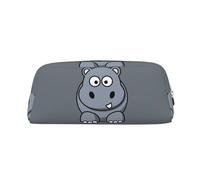 FUFIZU Astuccio per matite con stampa ippopotamo grigio, in PVC, unisex, astuccio per cosmetici, piccolo sacchetto per gioielli, Oro, Taglia unica, Bagagli per bambini