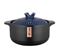 fUfIzU Casseruola Fatta A Mano, Pentola in Ceramica Resistente al Calore, Pentola Calda Giapponese Donabe A Doppio Manico per Tagliatelle di Zuppa di Stufato,Blu,3.2L