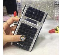 fUfIzU Portasigarette Accendino, Lusso Elettrico USB Bobina Ricaricabile di Sicurezza Antivento Senza Fiamma Mini Portasigari Sottile E Portatile Scatola Tascabilecristallo con Strass Glitter,Nero