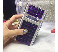 fUfIzU Portasigarette Accendino-Lusso Elettrico USB Ricaricabile Bobina di Sicurezza Antivento Senza Fiamma Mini Sottile E Portatile Portasigari Scatola Tascabile Glitter Strass Cristallo