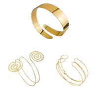 fufupaw 3 bracciali dorati, con design a spirale e quattro linee, per uso quotidiano e occasioni speciali, alla moda