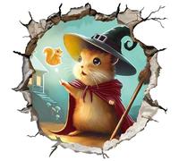 fufuquare 3D Adesivi da Parete Tana del Topo dei Cartoni Animati Buccia e Bastone, Finitura Lucida Magical Rats Wizard con Glow Squirrel Adesivi Murali per la Scuola Materna, Soggiorno