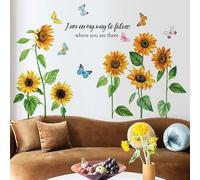 Fufuquare Adesivi da Parete Citazioni Lettere Girasoli Botanici Farfalle Fiori Facili Applicazione Stanza da Letto Salotto